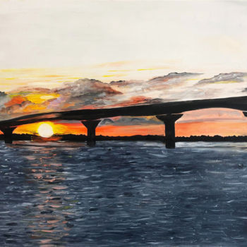 Pintura titulada "Pont de l'île de Ré" por Denise Latour, Obra de arte original, Oleo