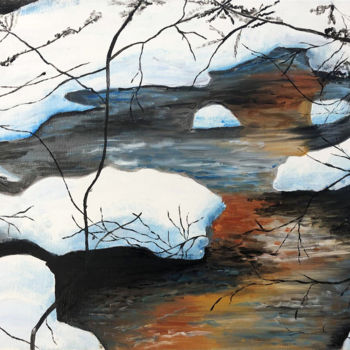 Malerei mit dem Titel "La neige à Cauterets" von Denise Latour, Original-Kunstwerk, Öl