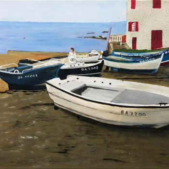 Картина под названием "Port de Guethary" - Denise Latour, Подлинное произведение искусства, Масло