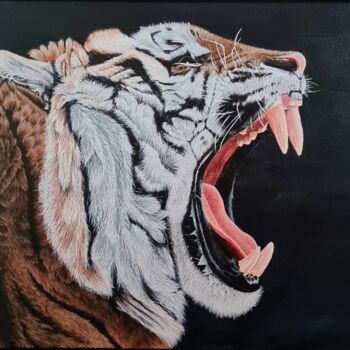 Картина под названием "Tiger roar" - Denise Martens Art, Подлинное произведение искусства, Акрил