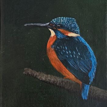 Painting titled "Kingfisher" by Denise Martens Art, Original Artwork, Acrylic