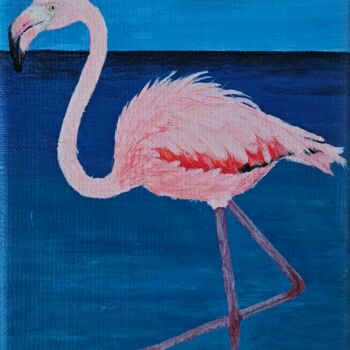 "standing flamingo" başlıklı Tablo Denise Martens Art tarafından, Orijinal sanat, Akrilik