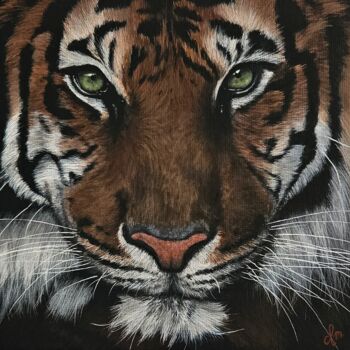Painting titled "Eye of the Tiger" by Denise Martens Art, Original Artwork, Acrylic