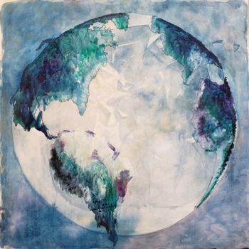 Pintura intitulada "Planeta Terra I" por Denise Serralheiro, Obras de arte originais, encáustico