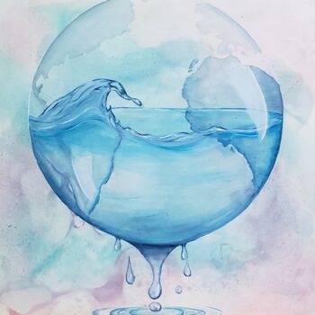 Pittura intitolato "Planeta Terra III" da Denise Serralheiro, Opera d'arte originale, Encausti