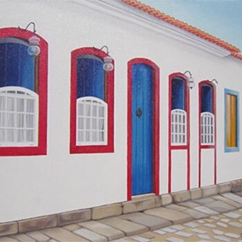 Painting titled "Casario de Paraty" by Denise Fernando, Original Artwork