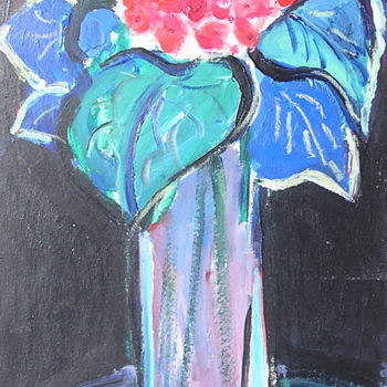 Painting titled "hortensias 4" by Denise Jouve, Original Artwork, Acrylic