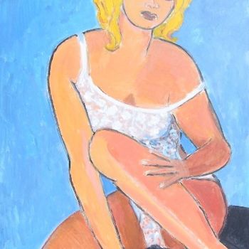 Ζωγραφική με τίτλο "femme assise" από Denise Jouve, Αυθεντικά έργα τέχνης, Ακρυλικό