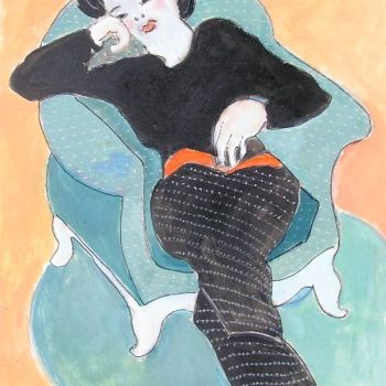 Malerei mit dem Titel "LA SIESTE" von Denise Jouve, Original-Kunstwerk, Acryl