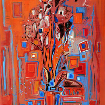 Painting titled "Liberté florale" by Denis Miau, Original Artwork, Oil