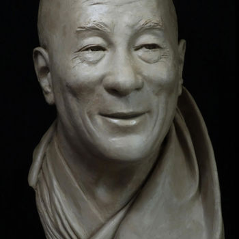 Sculpture titled "Dalaï Lama" by Denis Rodier, Original Artwork, Bronze