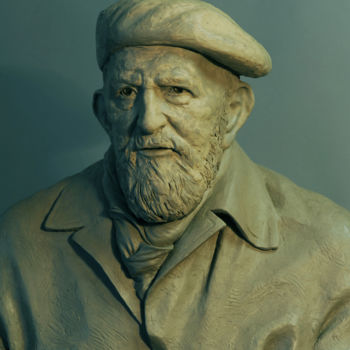 Sculpture titled "Abbé Pierre" by Denis Rodier, Original Artwork, Bronze