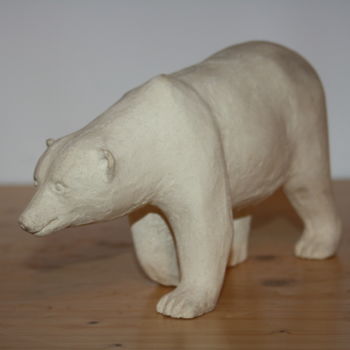 Sculpture intitulée "ours blanc" par Denis Thebaudeau, Œuvre d'art originale, Terre cuite