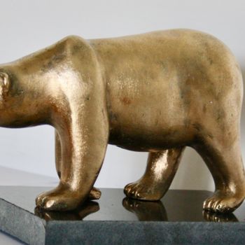 Γλυπτική με τίτλο "Ours Blanc Bronze" από Denis Thebaudeau, Αυθεντικά έργα τέχνης, Μέταλλα