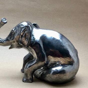 Sculpture intitulée "Jeune Eléphant" par Denis Thebaudeau, Œuvre d'art originale, Métaux