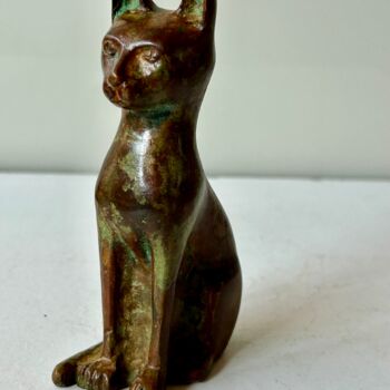 Sculpture titled "petit chat égyptien…" by Denis Thebaudeau, Original Artwork, Bronze
