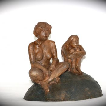 Sculpture titled "Mère et fille" by Denis Thebaudeau, Original Artwork, Other