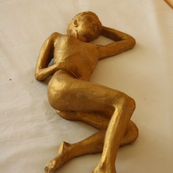 Sculpture intitulée "Laure allongée" par Denis Thebaudeau, Œuvre d'art originale, Terre cuite