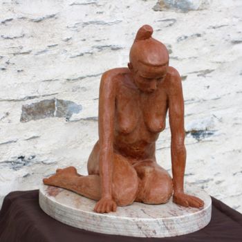 Sculpture titled "Pensée Profonde" by Denis Thebaudeau, Original Artwork, Terra cotta