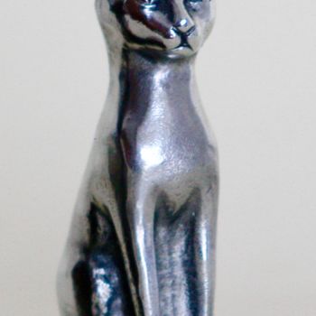 Sculpture intitulée "petit chat égyptien…" par Denis Thebaudeau, Œuvre d'art originale, Métaux