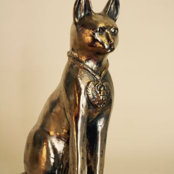 Escultura intitulada "Chat égyptien" por Denis Thebaudeau, Obras de arte originais, Bronze