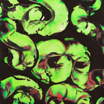 Peinture intitulée "Fluor abstract #38" par Deonis Thekko, Œuvre d'art originale, Bombe aérosol Monté sur Châssis en bois