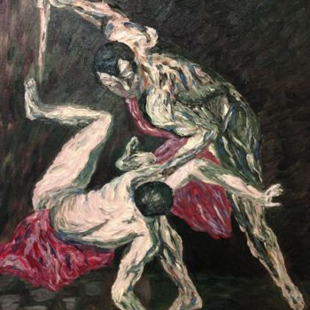 Pittura intitolato "Cain tuant Abel, d'…" da Denizzio, Opera d'arte originale, Olio