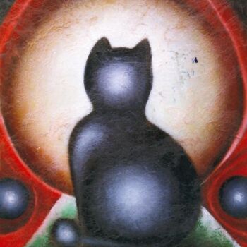 Schilderij getiteld "De kat" door Dennis Van Den Bossche (D.Boss), Origineel Kunstwerk, Olie