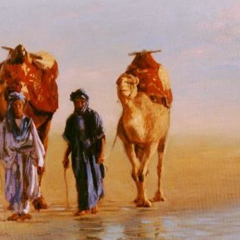 Painting titled "nomades" by Reda Dennoun, Original Artwork, Oil