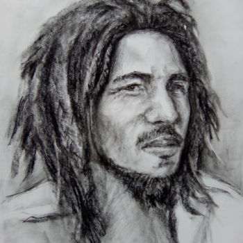 Desenho intitulada "Bob Marley" por Reda Dennoun, Obras de arte originais, Lápis