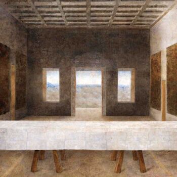 Schilderij getiteld "The Long Table | da…" door Dent-De-Lion Du Midi, Origineel Kunstwerk, Digitaal Schilderwerk