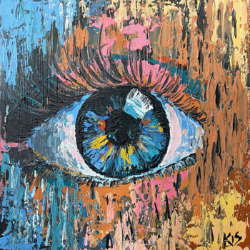 Картина под названием "Rainbow Eye / Радуж…" - Denys Sobol, Подлинное произведение искусства, Акрил Установлен на картон
