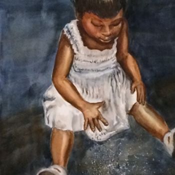 Painting titled "Night Play" by Deborah Paige Jackson, Original Artwork, Watercolor