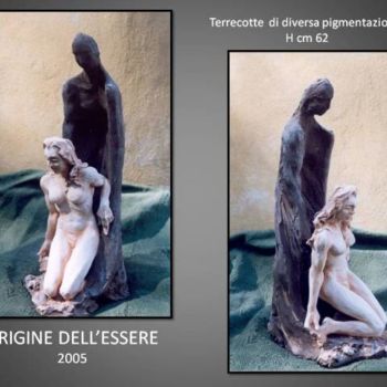 Sculpture intitulée "origine dell'essere" par Antonio De Paoli, Œuvre d'art originale, Terre cuite