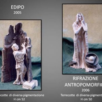 Scultura intitolato "edipo / rifrazione…" da Antonio De Paoli, Opera d'arte originale, Terracotta