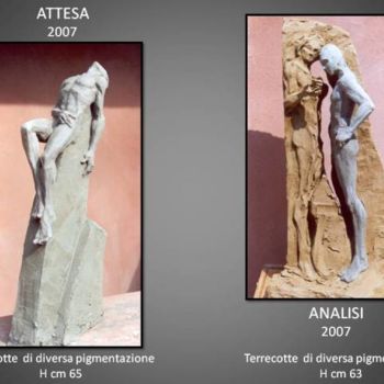 Sculpture titled "attesa / analisi" by Antonio De Paoli, Original Artwork, Terra cotta