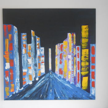 Peinture intitulée "night city 1mx1m" par Deph, Œuvre d'art originale, Acrylique