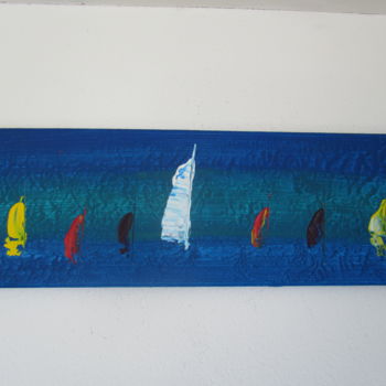 Painting titled "3-20x60cm.boats" by Deph, Original Artwork, Acrylic