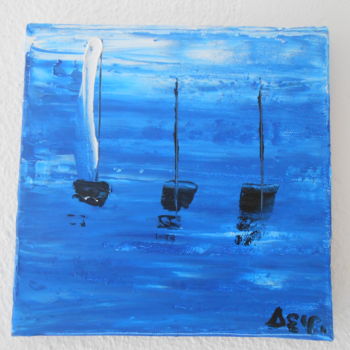 Painting titled "bateaux noir 20x20…" by Deph, Original Artwork, Acrylic