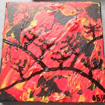 Painting titled "des arbres en enfer" by Deph, Original Artwork, Acrylic
