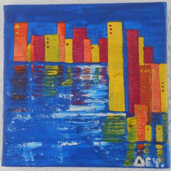 Painting titled "tableau city 20x20cm" by Deph, Original Artwork, Acrylic
