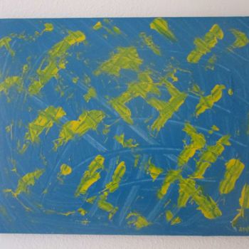 Schilderij getiteld "bleu jaune-50x40cm.…" door Deph, Origineel Kunstwerk, Acryl