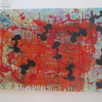 Schilderij getiteld "pop art Mickey 60x9…" door Deph, Origineel Kunstwerk, Acryl