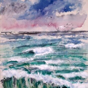 Painting titled "Wave Crash" by Derek Mccrea, Original Artwork, Oil