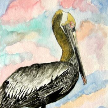 Malerei mit dem Titel "Pelican bird 2" von Derek Mccrea, Original-Kunstwerk, Öl