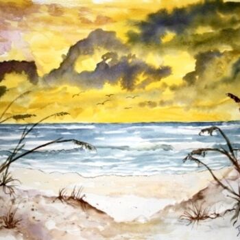 Pittura intitolato "beach painting sand…" da Derek Mccrea, Opera d'arte originale, Olio