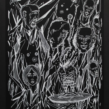 Σχέδιο με τίτλο "White on Black seri…" από Sergei Dergaev, Αυθεντικά έργα τέχνης, Γέλη στυλό