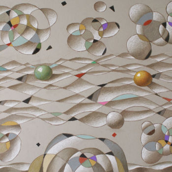 Peinture intitulée "Space illusion" par Sergey Dergun, Œuvre d'art originale, Pastel