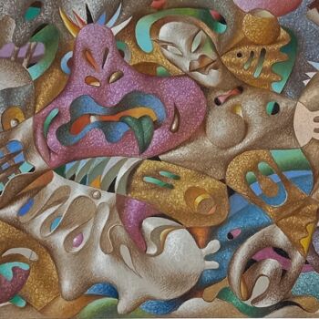 Peinture intitulée "Прогулка в стиле сю…" par Sergey Dergun, Œuvre d'art originale, Pastel