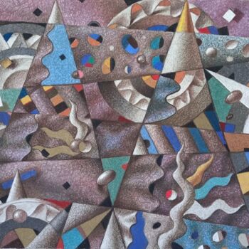 Pittura intitolato "Из жизни пирамид" da Sergey Dergun, Opera d'arte originale, Pastello